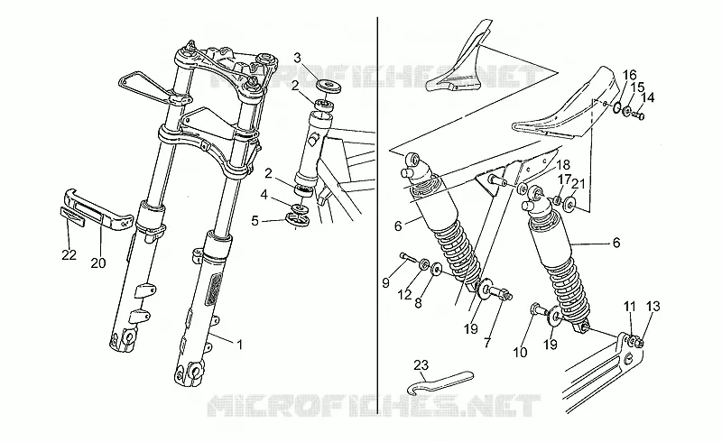 Fourche av.-Suspension ar.