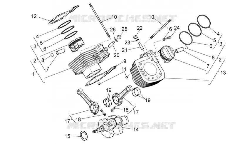 Arbre moteur - Cylindre MOTO GUZZI MOTO-GUZZI-MOTORCYCLES 1200 GRISO 2012  Griso S.E. E3