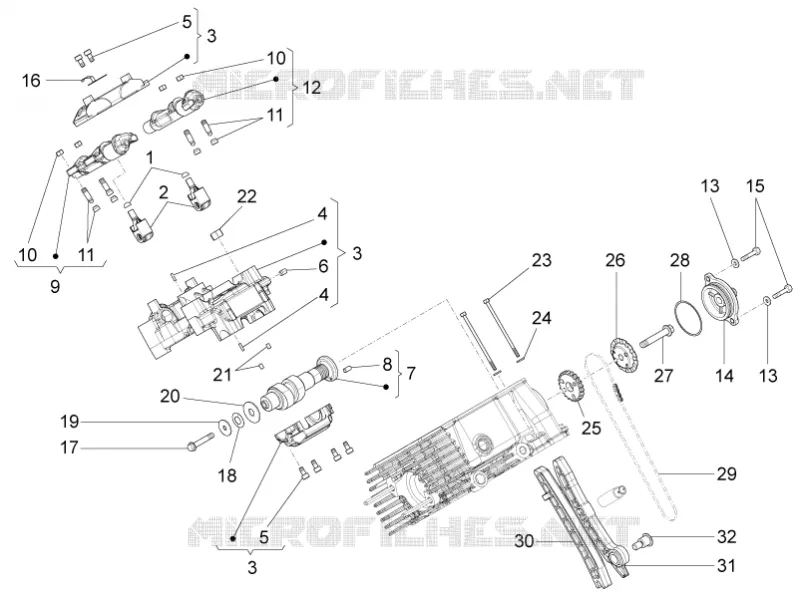 Distribution cylindre droite II MOTO GUZZI MOTO-GUZZI-MOTORCYCLES 1200 GRISO 2010  Griso 8V E3