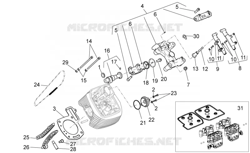 Distribution cylindre gauche I MOTO GUZZI MOTO-GUZZI-MOTORCYCLES 1200 GRISO 2011  Griso S.E. E3