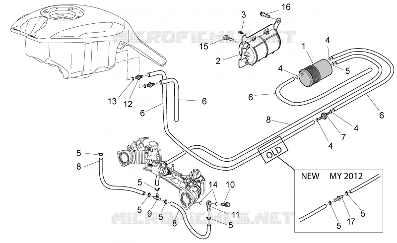 Sys.récup.vap.ess. MOTO GUZZI MOTO-GUZZI-MOTORCYCLES 1200 GRISO 2011  Griso 8V E3
