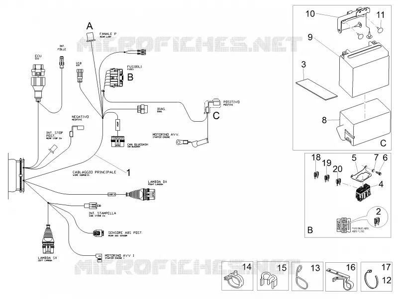 Circuit electrique arrière MOTO GUZZI MOTO-GUZZI-MOTORCYCLES 750 V7 2018  V7 III Carbon 750 E4