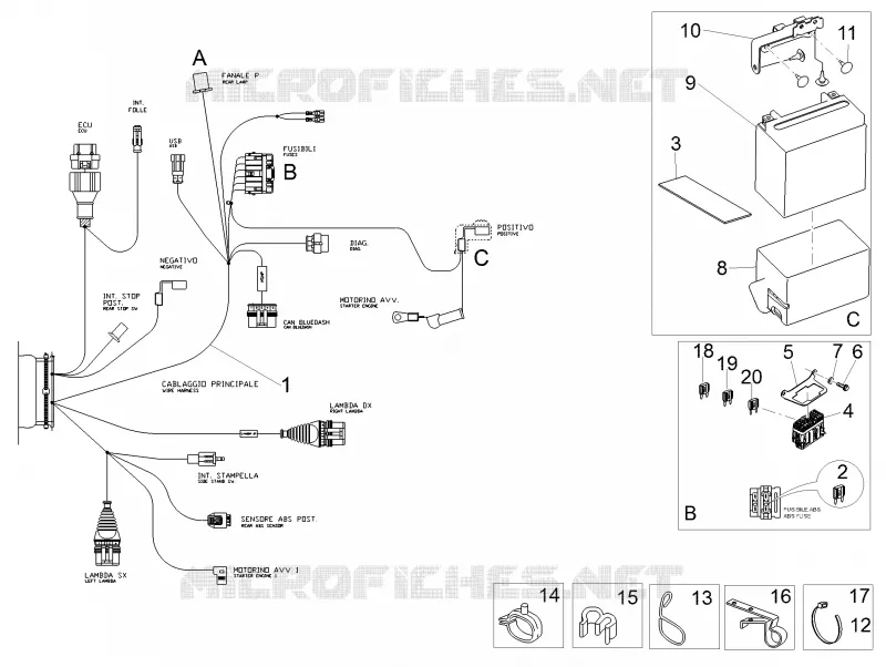 Circuit electrique arrière MOTO GUZZI MOTO-GUZZI-MOTORCYCLES 750 V7 2018  V7 III Limited 750 E4 ABS