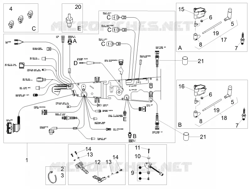 Circuit electrique cent. MOTO GUZZI MOTO-GUZZI-MOTORCYCLES 750 V7 2018  V7 III Stone 750 E4 ABS