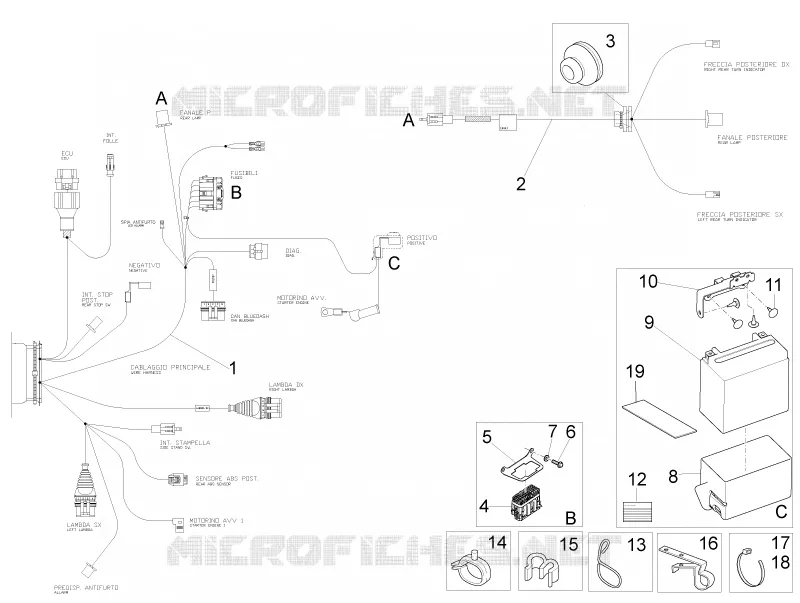 Circuit electrique arrière MOTO GUZZI MOTO-GUZZI-MOTORCYCLES 850 V9 2017  V9 Roamer 850 E4 ABS