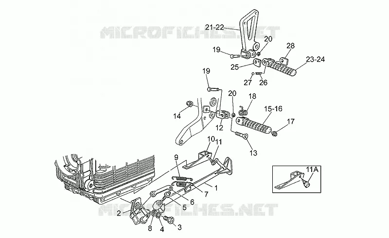 Repose-pieds bequille MOTO GUZZI MOTO-GUZZI-MOTORCYCLES 1100 SPORT 1996  Sport Carburatori 1100