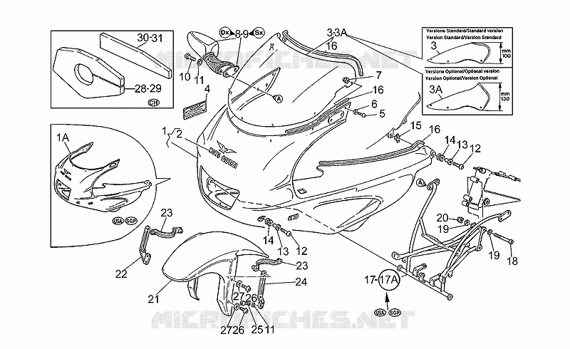 Carrosserie av. MOTO GUZZI MOTO-GUZZI-MOTORCYCLES 1100 SPORT 1997  Sport Iniezione 1100