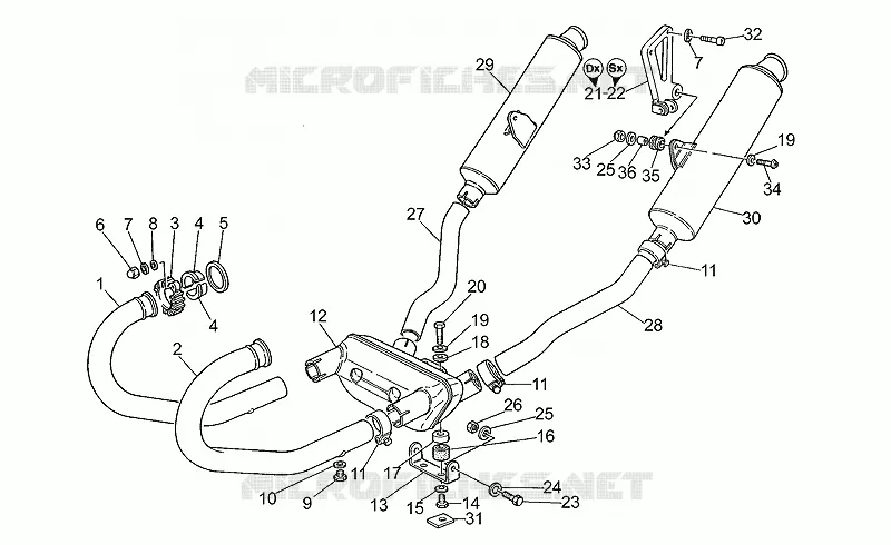 Groupe echappement MOTO GUZZI MOTO-GUZZI-MOTORCYCLES 1100 SPORT 1999  Sport Iniezione 1100