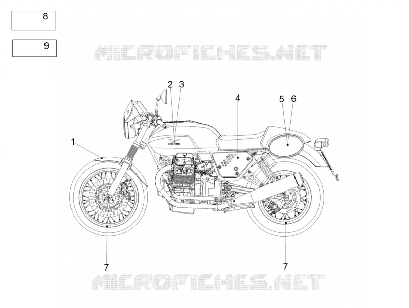 AUTOCOLLANTS MOTO GUZZI MOTO-GUZZI-MOTORCYCLES 750 V7 2019  V7 III Racer 750 Euro 4