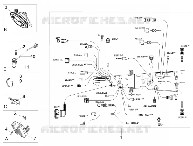 CIRCUIT ELECTRIQUE AVANT MOTO GUZZI MOTO-GUZZI-MOTORCYCLES 750 V7 2019  V7 III Racer 750 Euro 4