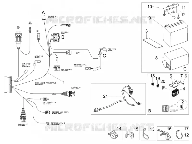 CIRCUIT ELECTRIQUE ARRIERE MOTO GUZZI MOTO-GUZZI-MOTORCYCLES 750 V7 2020  V7 III Stone S 750 Euro 4 ABS