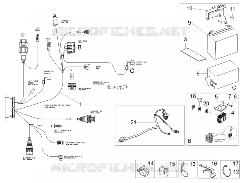 CIRCUIT ELECTRIQUE ARRIERE MOTO GUZZI MOTO-GUZZI-MOTORCYCLES 750 V7 2019  V7 III Stone Night Pack 750 Euro 4