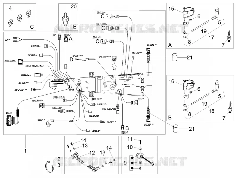CIRCUIT ELECTRIQUE CENTRAL MOTO GUZZI MOTO-GUZZI-MOTORCYCLES 750 V7 2019  V7 III Stone Night Pack 750 Euro 4