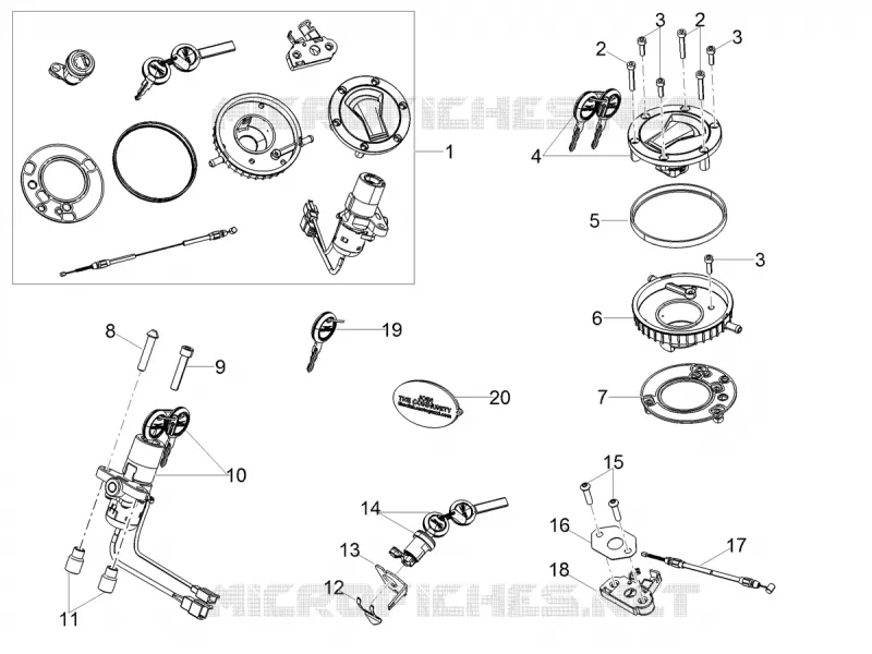 SERRURES MOTO GUZZI MOTO-GUZZI-MOTORCYCLES 850 V85 2020  V85 TT 850 Euro 4 ABS