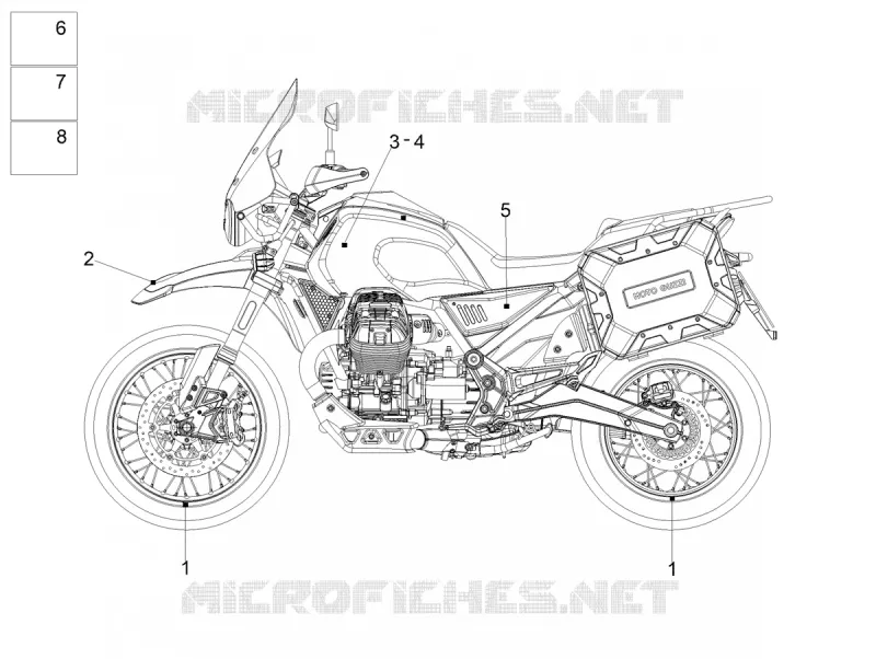 AUTOCOLLANTS MOTO GUZZI MOTO-GUZZI-MOTORCYCLES 850 V85 2021  V85 TT Polizia Municipale 850 Euro 4 ABS