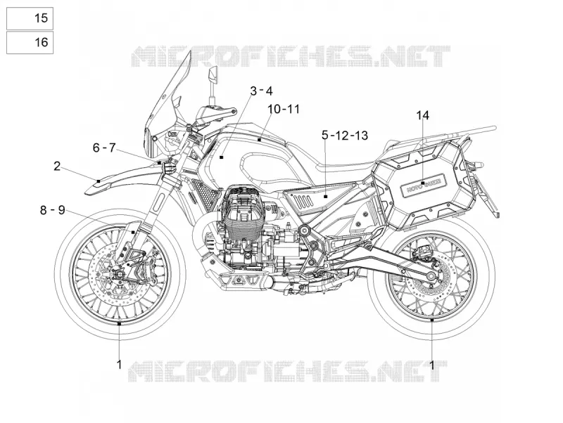 AUTOCOLLANTS MOTO GUZZI MOTO-GUZZI-MOTORCYCLES 850 V85 2020  V85 TT Travel Pack 850 Euro 4 ABS