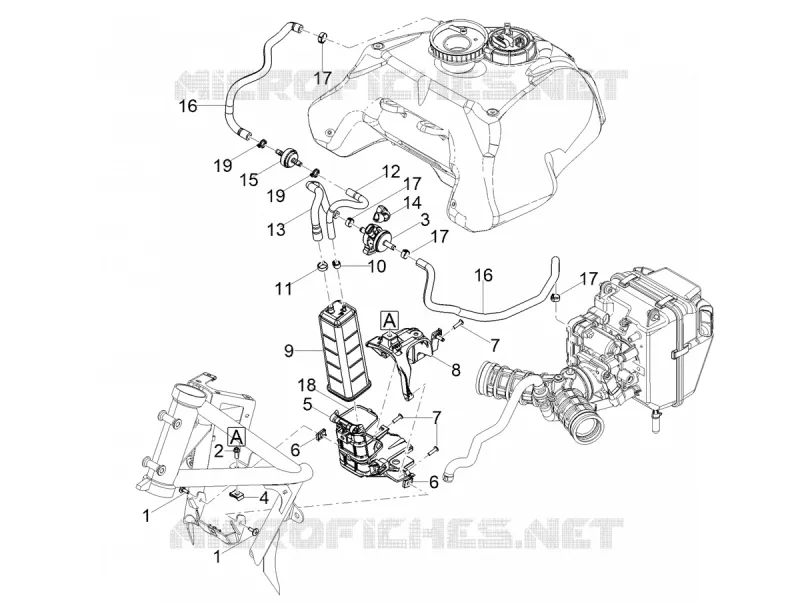 SYSTEME DE RECYCLAGE DES VAPEURS DE CARBURANT MOTO GUZZI MOTO-GUZZI-MOTORCYCLES 850 V85 2021  V85 TT Travel Pack 850 Euro 5 ABS