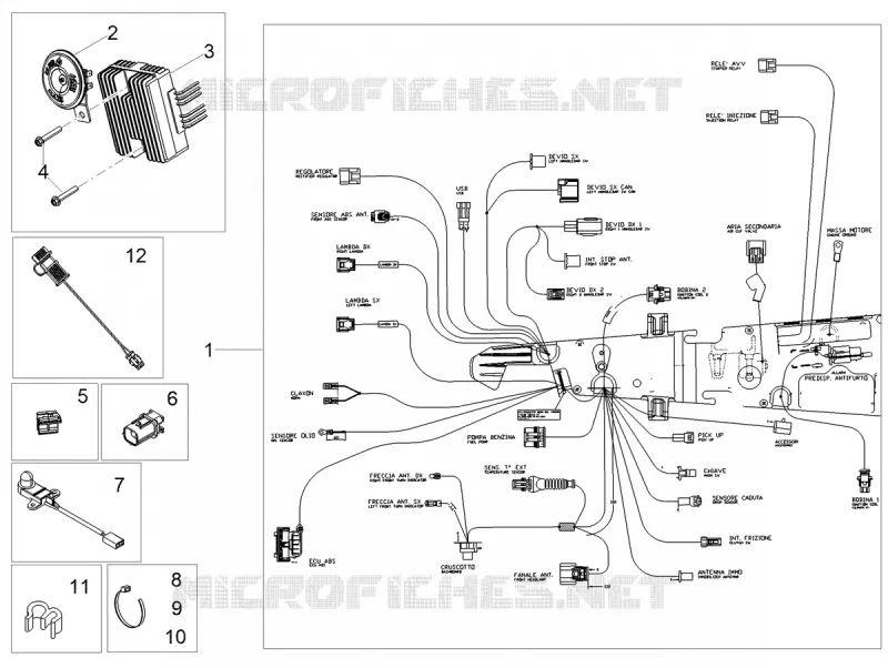 CIRCUIT ELECTRIQUE AVANT MOTO GUZZI MOTO-GUZZI-MOTORCYCLES 850 V9 2021  V9 Bobber 850 Euro 5 ABS