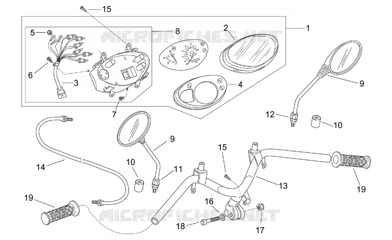 Guidon-tableau de bord SCARABEO SCARABEO-SCOOTER 100 SCARABEO 2000  Scarabeo (engine Minarelli)