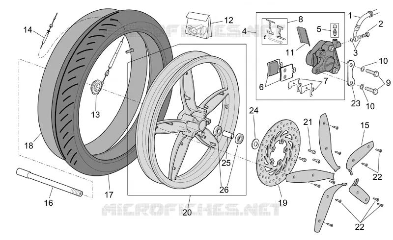 Roue Av. F.D. SCARABEO SCARABEO-SCOOTER 100 SCARABEO 2004  Scarabeo 4T E2