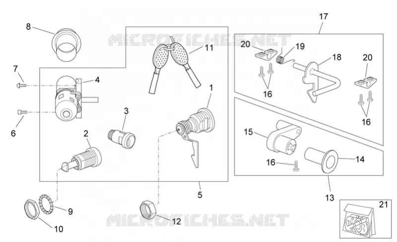 Décalco - Kit serrure SCARABEO SCARABEO-SCOOTER 100 SCARABEO 2007  Scarabeo 4T E3