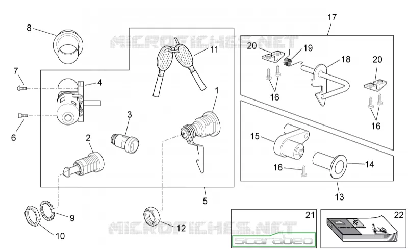 Décalco - Kit serrure SCARABEO SCARABEO-SCOOTER 100 SCARABEO 2014  Scarabeo 4T E3
