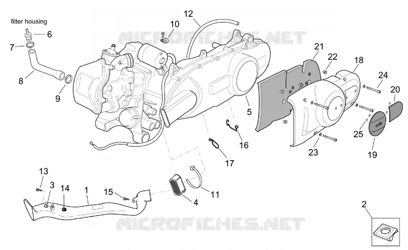 Dessin d'ensemble moteur SCARABEO SCARABEO-SCOOTER 150 SCARABEO 2004  Scarabeo (engine Rotax)