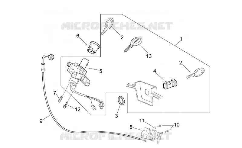 Kit serrure SCARABEO SCARABEO-SCOOTER 200 SCARABEO 2001  Scarabeo (engine Rotax)