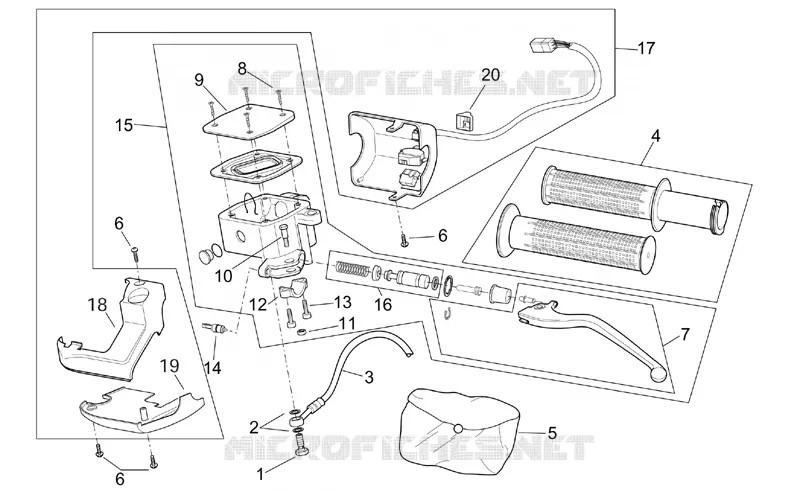 Commandes gche SCARABEO SCARABEO-SCOOTER 125 SCARABEO 2003  Scarabeo E2 (engine Piaggio)