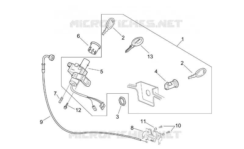 Kit serrure SCARABEO SCARABEO-SCOOTER 125 SCARABEO 2003  Scarabeo E2 (engine Piaggio)