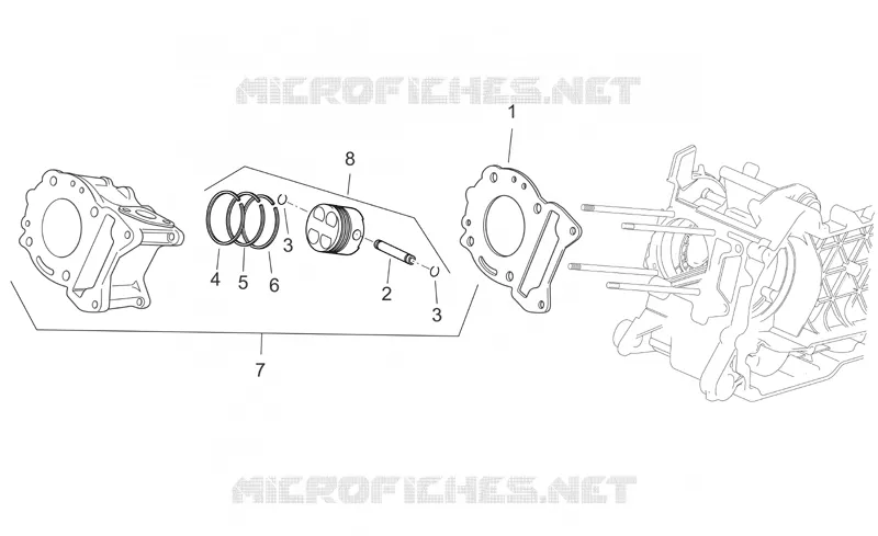 Cylindre SCARABEO SCARABEO-SCOOTER 200 SCARABEO 2006  Scarabeo E3 (engine Piaggio)