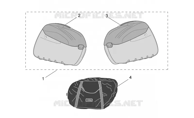 Acc. - Top cases, valises lat SCARABEO SCARABEO-SCOOTER 125 SCARABEO 2004  Scarabeo E2 (engine Piaggio)