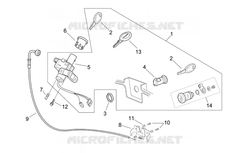 Kit serrure SCARABEO SCARABEO-SCOOTER 250 SCARABEO 2004  Scarabeo E2 (engine Piaggio)