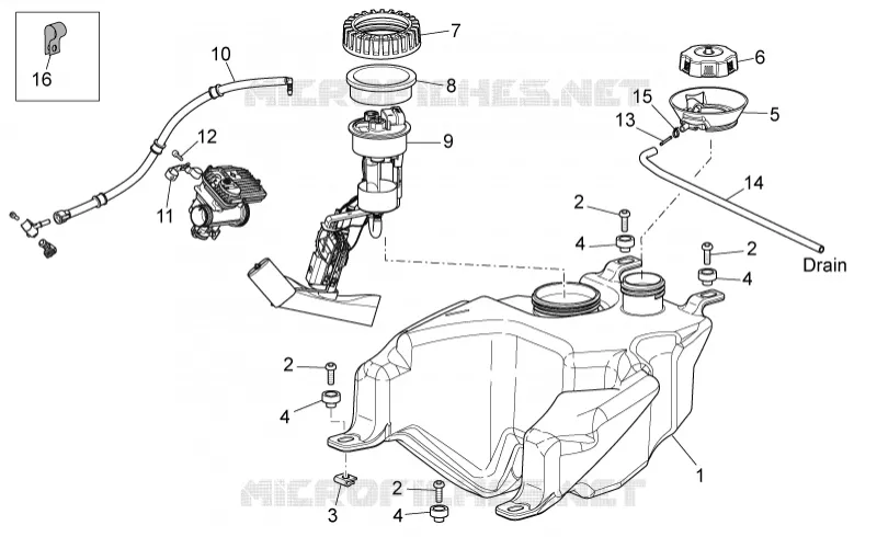 Reservoir carburant SCARABEO SCARABEO-SCOOTER 200 SCARABEO 2009  Scarabeo IE Light
