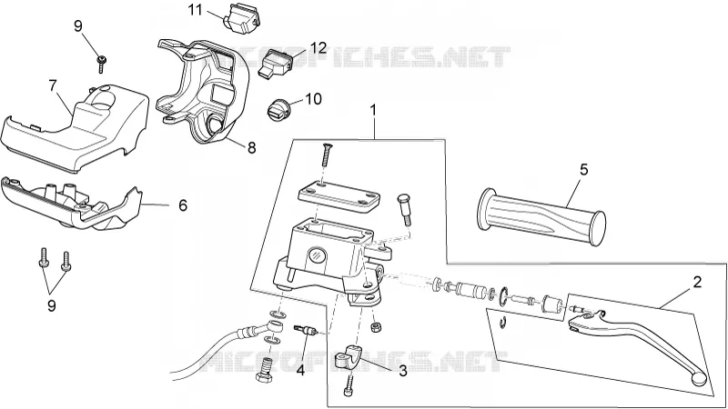 Commandes gche SCARABEO SCARABEO-SCOOTER 125 SCARABEO 2009  Scarabeo Light Carb.