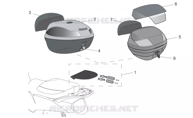 Acc. - Top cases I SCARABEO SCARABEO-SCOOTER 250 SCARABEO 2008  Scarabeo Light E3
