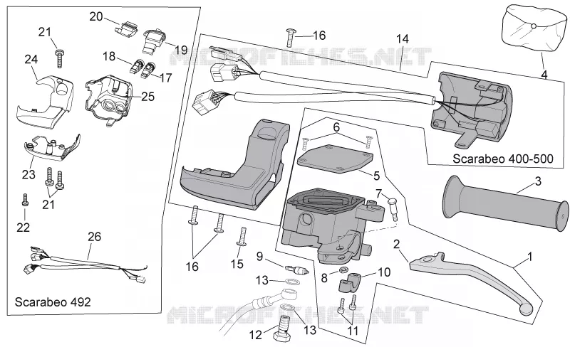 Commandes gche SCARABEO SCARABEO-SCOOTER 500 SCARABEO 2006  Scarabeo Light