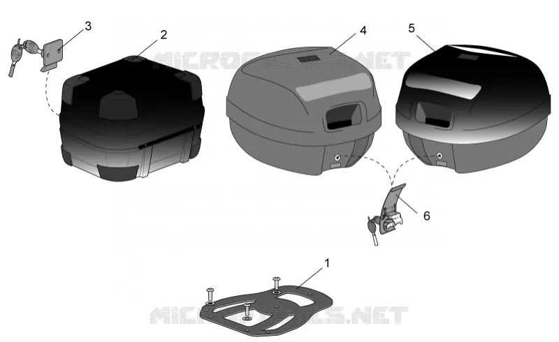 Acc. - Top cases, valises lat SCARABEO SCARABEO-SCOOTER 50 SCARABEO 2000  Scarabeo 2T (engine Minarelli)