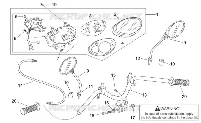 Guidon-tableau de bord SCARABEO SCARABEO-SCOOTER 50 SCARABEO 2001  Scarabeo 2T (engine Minarelli)