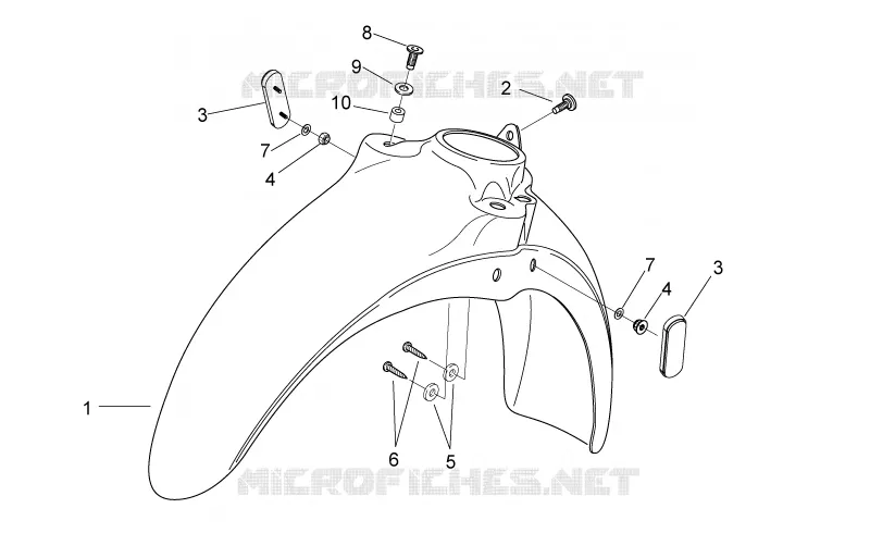 Carrosserie av. VI - Garde-boue AV SCARABEO SCARABEO-SCOOTER 50 SCARABEO 2007  Scarabeo 2T E2 (engine Piaggio)