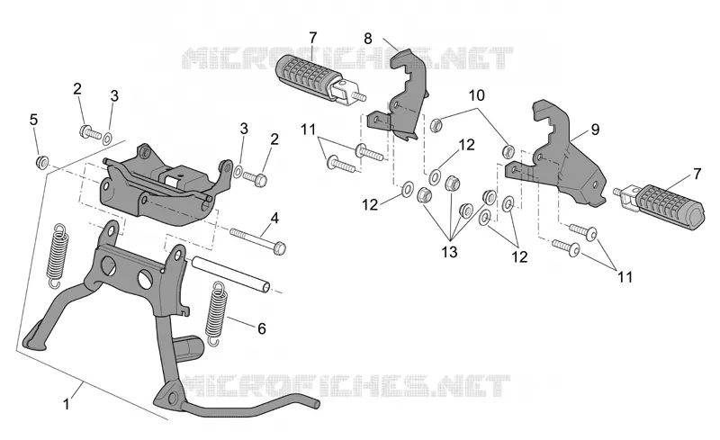 Repose-pieds bequille SCARABEO SCARABEO-SCOOTER 50 SCARABEO 2006  Scarabeo 2T E2 (engine Piaggio)