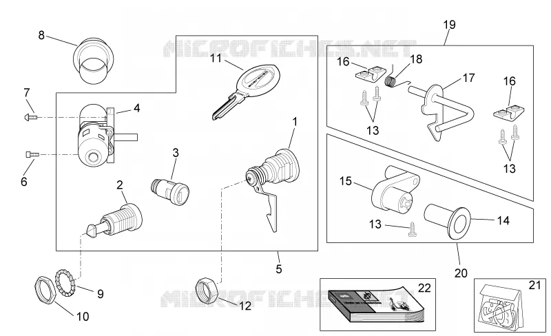 Décalco - Kit serrure SCARABEO SCARABEO-SCOOTER 50 SCARABEO 2006  Scarabeo 4T 2V E2