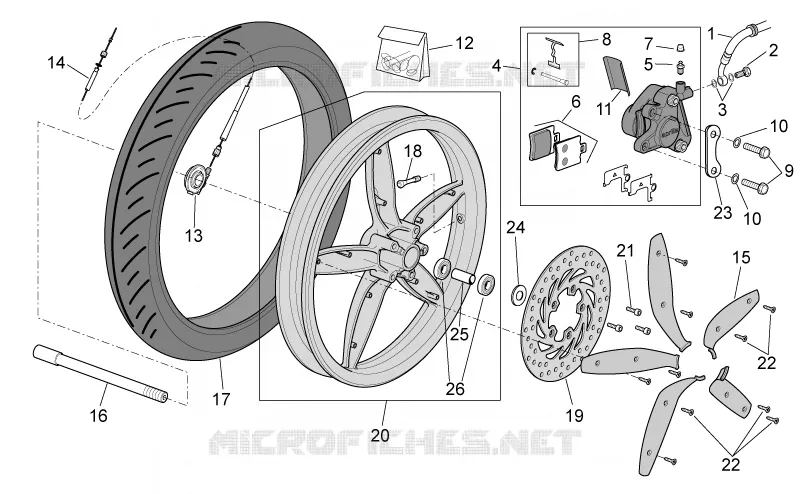 Roue Av. F.D. SCARABEO SCARABEO-SCOOTER 50 SCARABEO 2009  Scarabeo 4T 4V E2