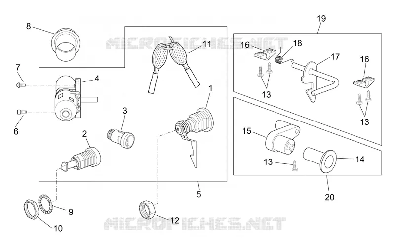 Kit serrure SCARABEO SCARABEO-SCOOTER 50 SCARABEO 2004  Scarabeo Ditech