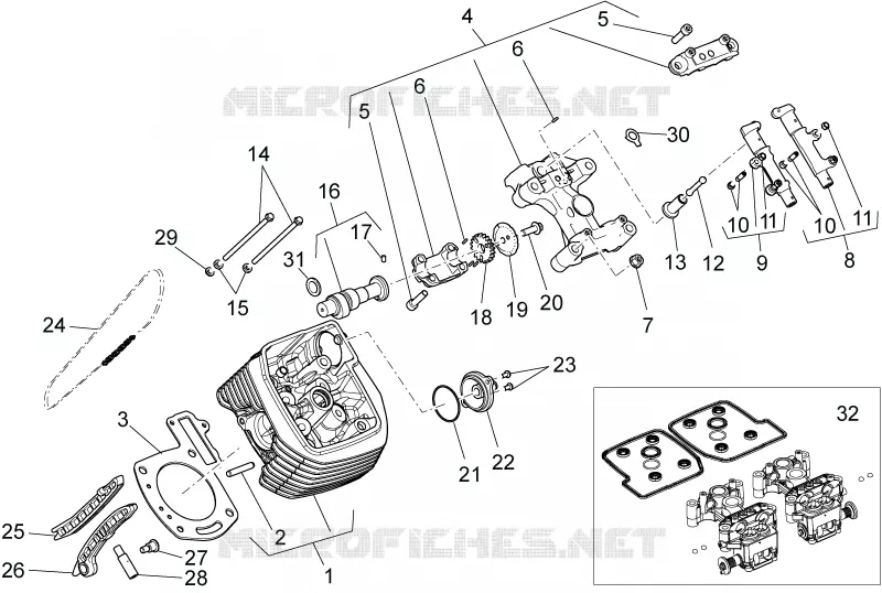 Distribution cylindre gauche MOTO GUZZI MOTO-GUZZI-MOTORCYCLES 1200 SPORT 2009  Sport 8V