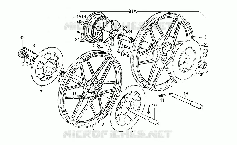 Roues alliage MOTO GUZZI MOTO-GUZZI-MOTORCYCLES 850 850-T3 1981  T3 e Derivati Calif./T4/Pol./CC/PA