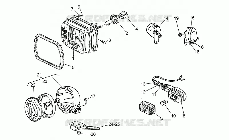 Phare avant-Klaxon MOTO GUZZI MOTO-GUZZI-MOTORCYCLES 850 850-T5 1989  T5 Polizia/CC/PA/NC