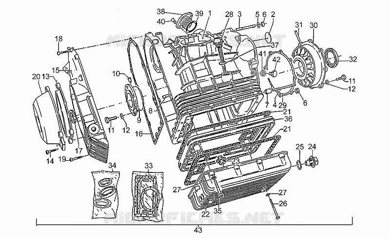 Carter moteur MOTO GUZZI MOTO-GUZZI-MOTORCYCLES 850 850-T5 1996  T5 Polizia/CC/PA/NC
