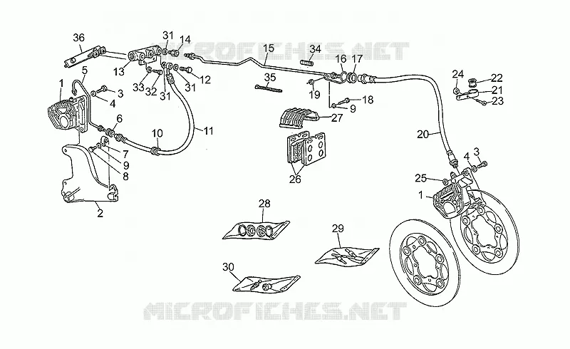 Syst. frein AV g./AR MOTO GUZZI MOTO-GUZZI-MOTORCYCLES 850 850-T5 1995  T5 Polizia/CC/PA/NC