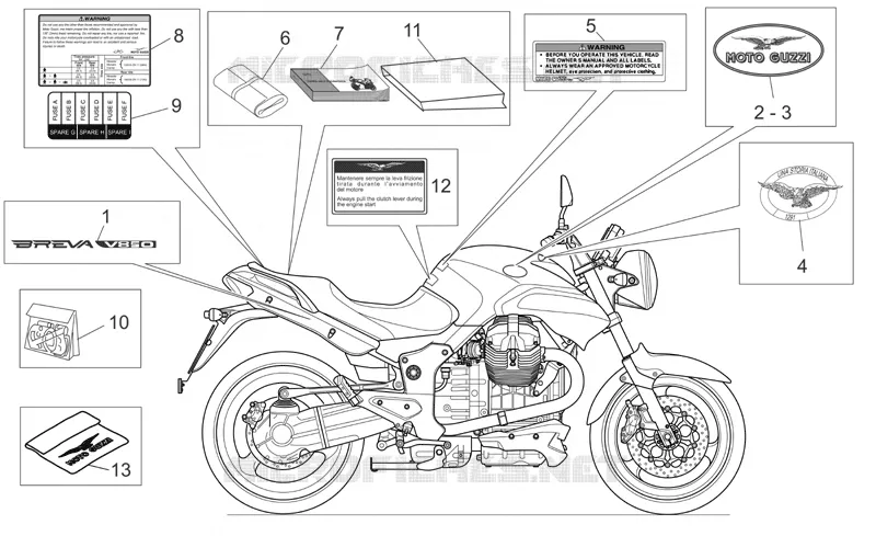 Plaquettes-decal. MOTO GUZZI MOTO-GUZZI-MOTORCYCLES 850 BREVA 2006  Breva V IE